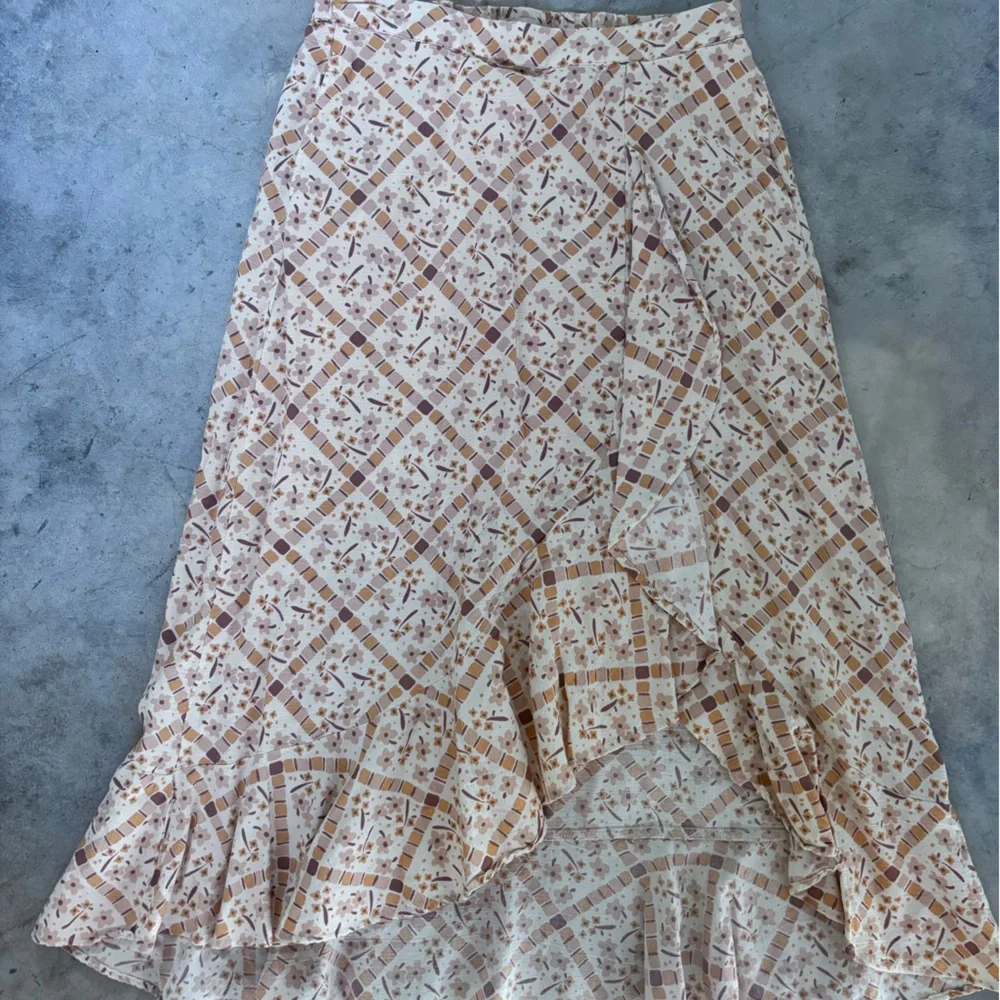 Toad&Co Cream and Tan Printed Maxi Skirt